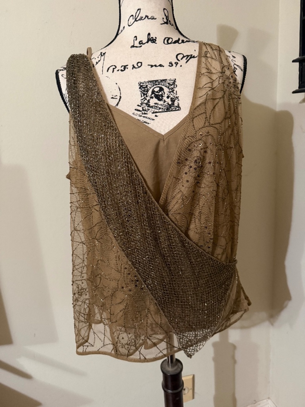 Ralph Lauren Beaded Tulle Sleeveless Blouse New with Tags